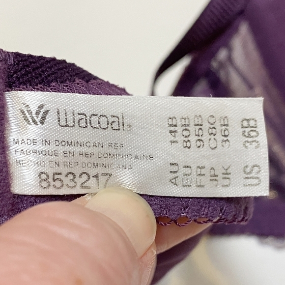 Wacoal La Femme Contour Bra 36B underwire purple gold 853217 lace embroidered - Picture 8 of 10